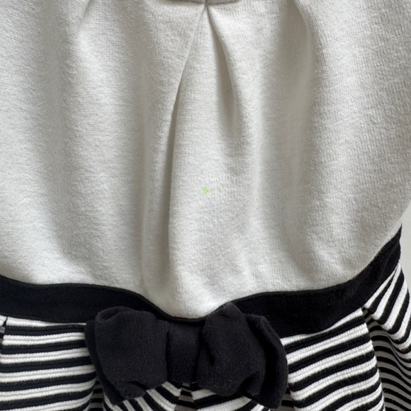 Gymboree 3T Girls Black & White Stripe Dress with Puff Cap Short Sleeves - Picture 3 of 8